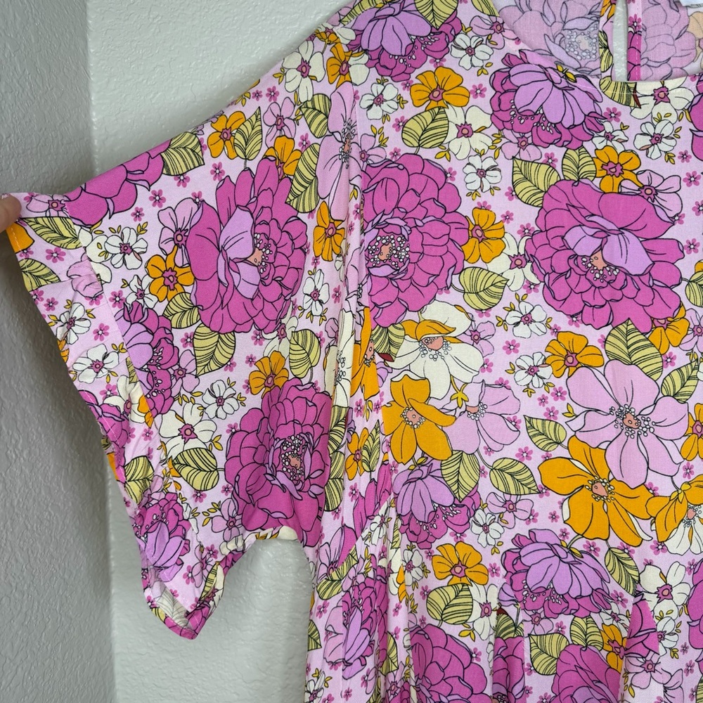 Storia Anthropologie Floral Oversized Flowy Mini Summer Dress Size Medium - Picture 3 of 7
